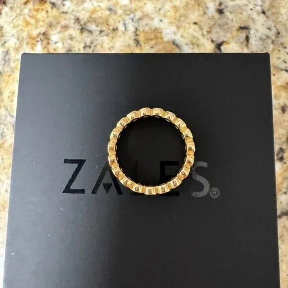 Zales 1/2 CT. T.W. Natural Diamond Bezel-Set Eternity Band in 14K Gold Size 4.5 - Picture 5 of 17